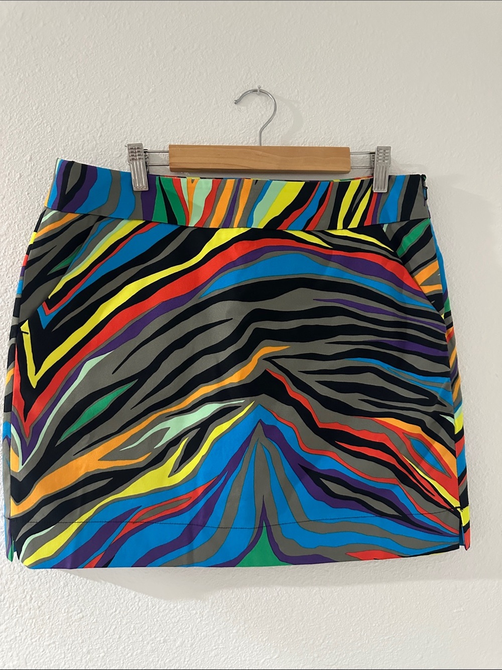 Multicolor Zebra-Print Mini Skirt — Vibrant Stripe Design